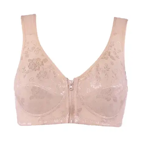 Women Bra Spring Summer Seamless Sexy Lace Front Zipper Bra Push Up Underwear Female Plus Size Wire Free Small Chest Bra