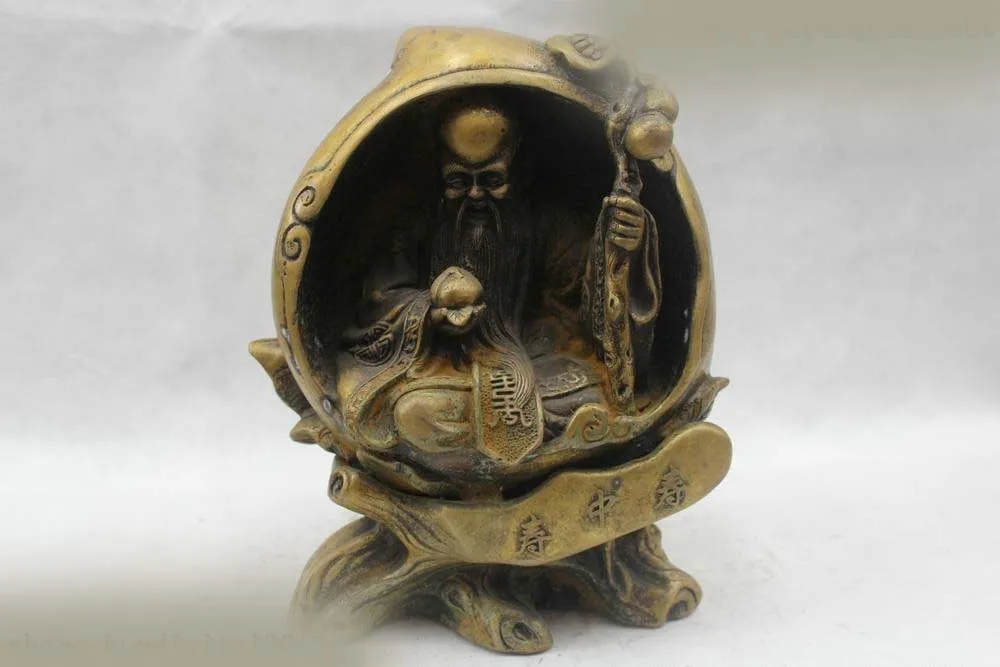 14 &quotКитайский народный чистый Бронзовый счастливый отлично сидит персик Бог