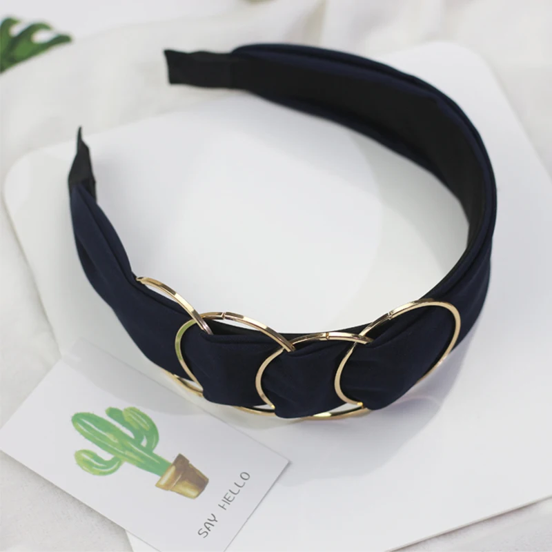 

ANNUOLA Copper Ring Wide-Brimmed Traditional Cloth Headband Press Bangs Headband Go Out Daily Temperament Headwear