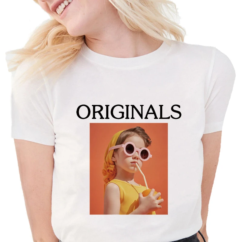 

originals T Shirt Women Summer Fashion Girl Graphic Tees Soft Cotton Short Sleeve Female White Tops
