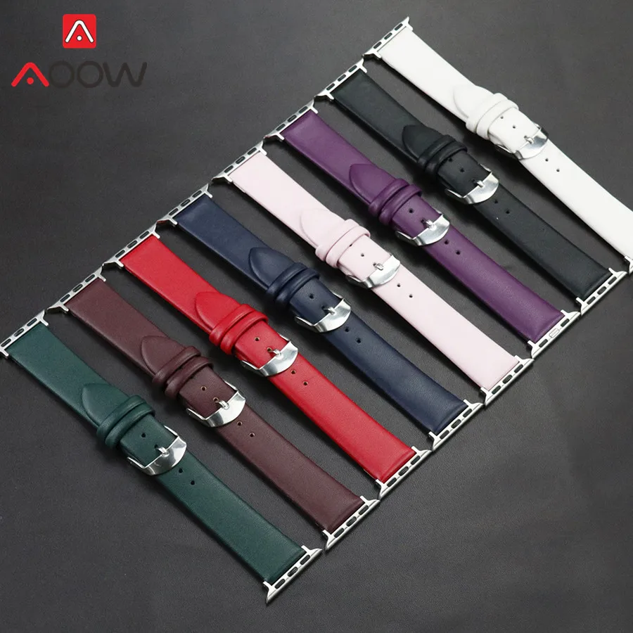 Ремешок из мягкой искусственной кожи для Apple Watch 4 5 38 мм 42 40 44 Мужской Женский