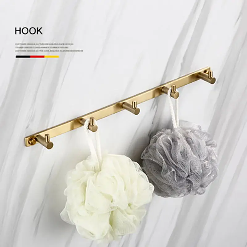 5 Robe hooks Smesiteli роскошный золотой набор оборудования для ванны 304 нержавеющая сталь матовый бумажный держатель полотенец мыльница, ванная продукт - Цвет: 5 Robe hooks