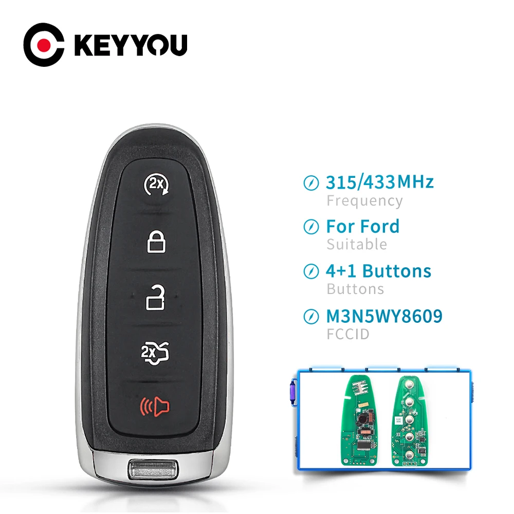 

KEYYOU For Ford Edge Escape Expedition C-max Taurus Flex Focus 315mhz/433mhz ID46 Chip M3N5WY8609 Smart Control Remote Key Fob