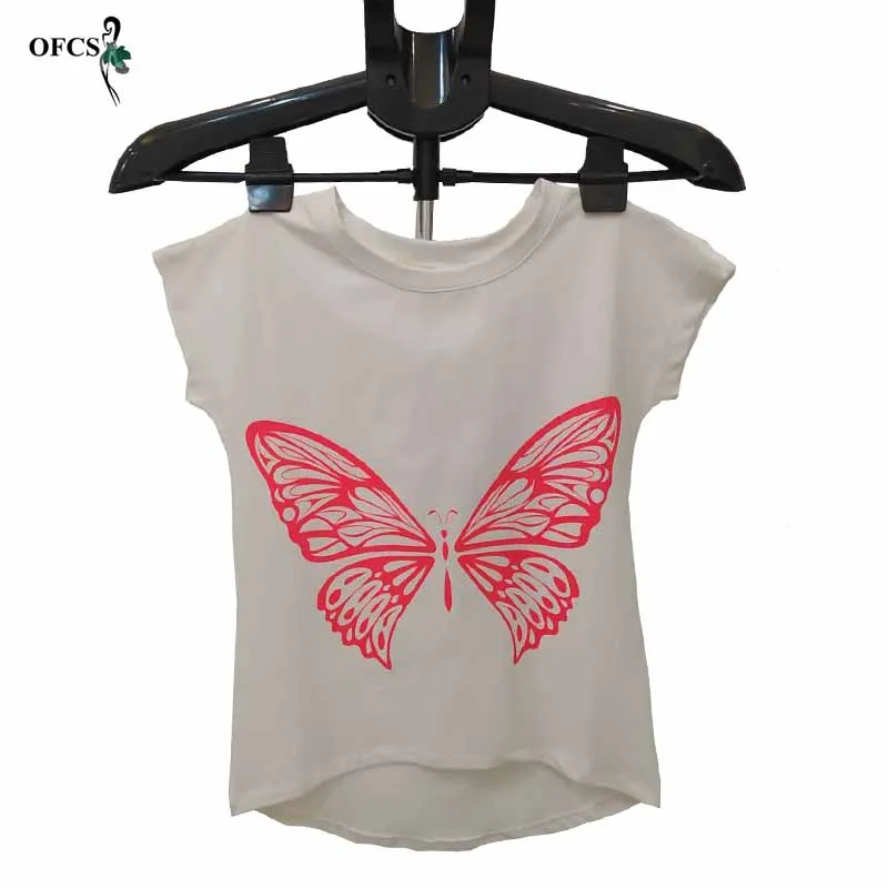 

Футболка хлопковая детская, для девочек 4-12 лет, с принтом бабочек