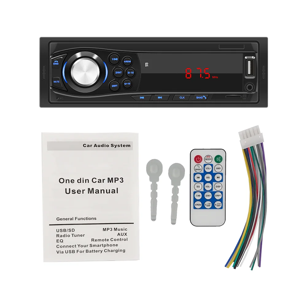 Bluetooth Авторадио 1 Din автомобильное радио Авто Стерео 12 в FM Aux вход приемник