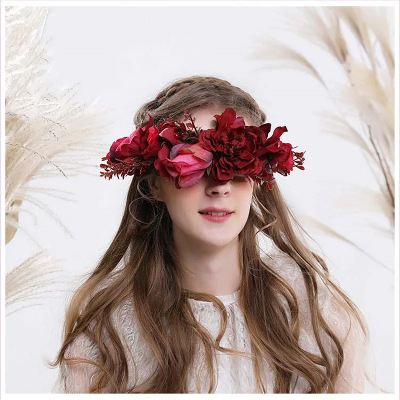 Яркая луна маленький букет роз венок искусственная винтажная гирлянда богемная