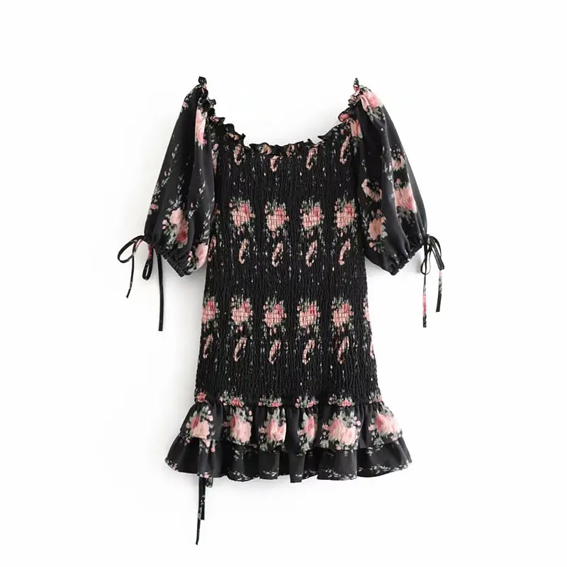 Boho loveshackfancy осеннее платье бежевое с коротким рукавом и оборками тонкое праздничное ins bloggers особый интерес мини-платье женское