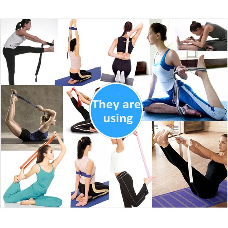 Эластичный ремень для йоги разноцветный с D образным кольцом фитнес упражнения