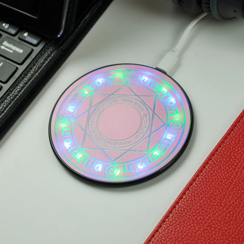 

10W Glowing Magic Array Wireless Charger Sakura Action Figure Universal Fast Charging Pad Portable Power Source For Smartphone