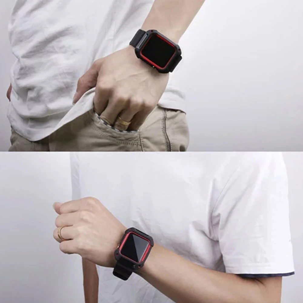 Силиконовый чехол из ТПУ с ремешком для спортивного ремешка iwatch Apple Watch Series 1 2 3 38