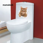 Виниловые наклейки с изображением кота, Настенная Наклейка для туалета отверстий, для ванной, гостиной, домашнего декора, плакат, фон, водостойкие наклейки с животными