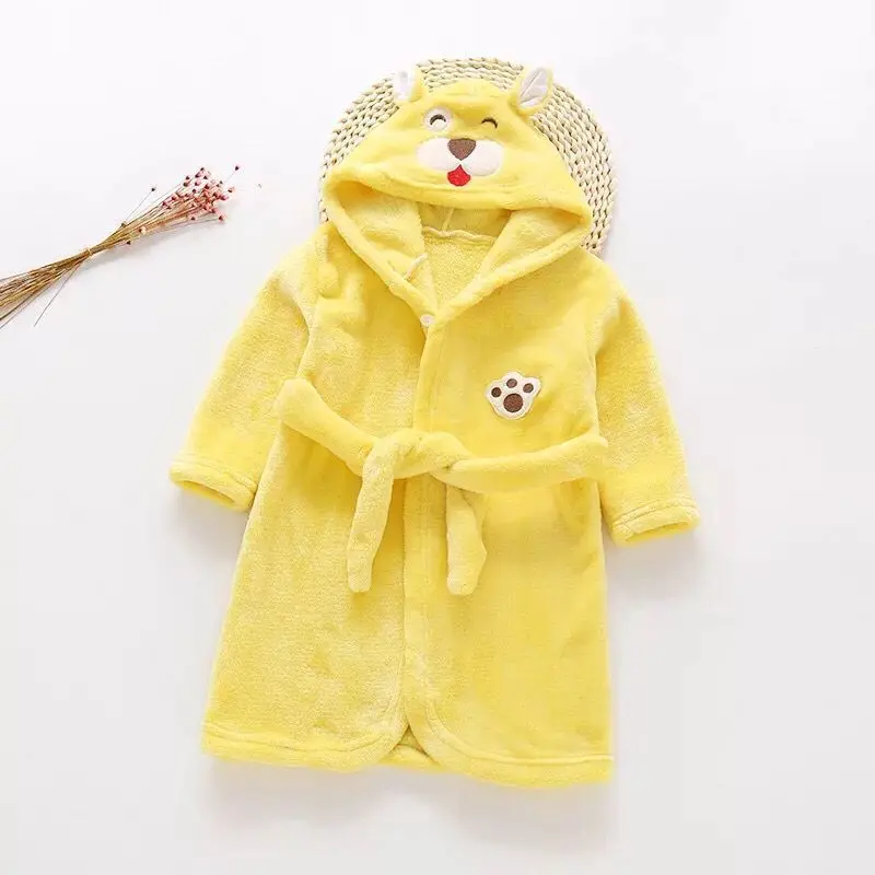 Bata de dormir suave para ni&ntilde;as, pijamas c&aacute;lidos de franela de invierno, albornoz de dibujos animados para ni&ntilde;os, camis&oacute;n confortable, pijama infantil-5