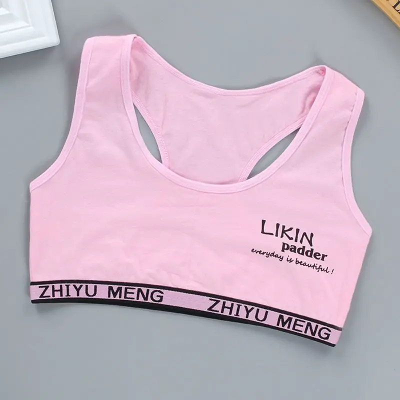 Спортивный бюстгальтер из хлопка для маленьких девочек однотонное нижнее белье