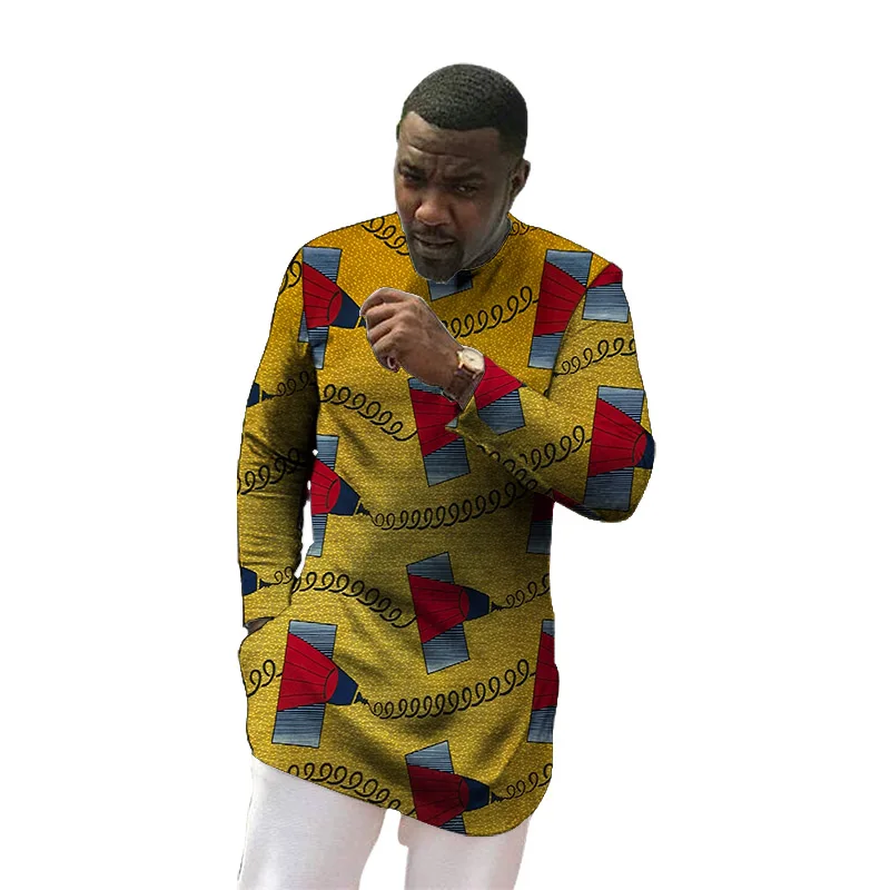 Мужские рубашки в стиле сенатора Анкары с принтом Дашики модные свадебные