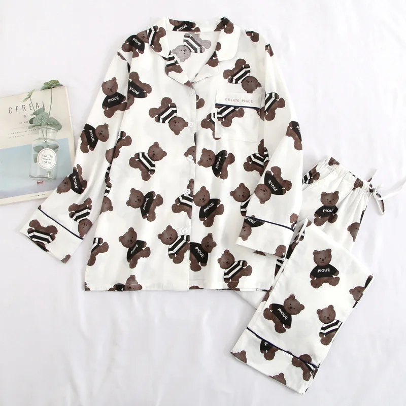 

High Quality Soft Pjs Women Cotton Pajamas Set Pyjamas Long Sleeve Plus Size Home Clothes Autumn Pijama Mujer