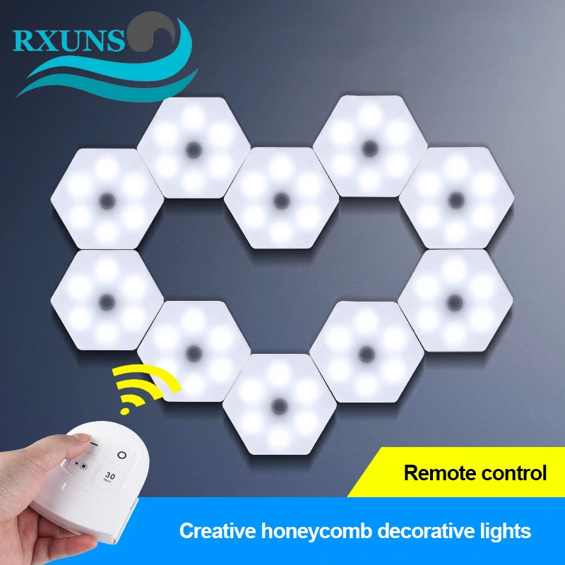 

Hexagonal Wall Light Modular Touch Sensitive Lights Creative Geometry Assembly LED Night Light Suitable for Lving Room DIY Lover