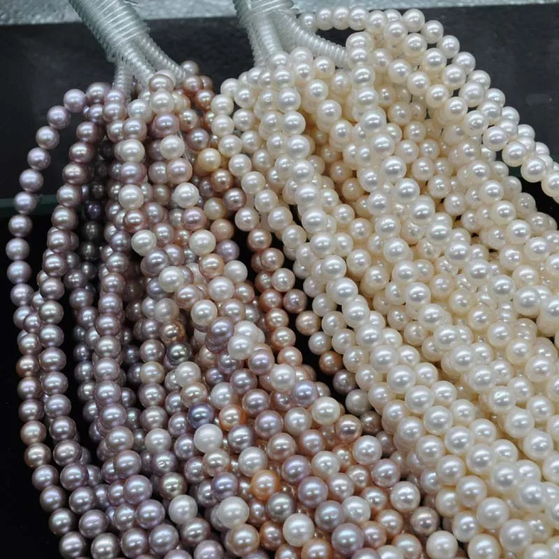 

Genuine Freshwater Wholesale Near Round Strong Luster Pearl 1Strand a Lot 8 mm White & Purple Color Loose Beads for DIY Jewlry