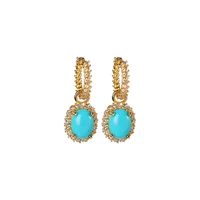 s925 sterling silver gold plated turquoise earrings personality affordable luxury elegant womens ear clip earrings