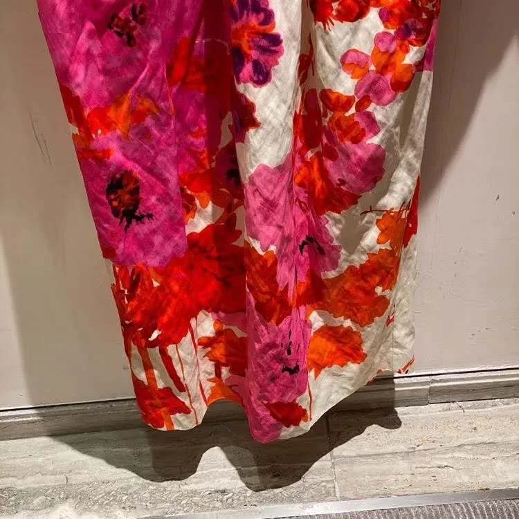 

2020 Summer Hot Sale High Quality Women Sexy Off Shoulder Vintage Painting Print Pocket Patchwork Midi Bodycon Dress Noble