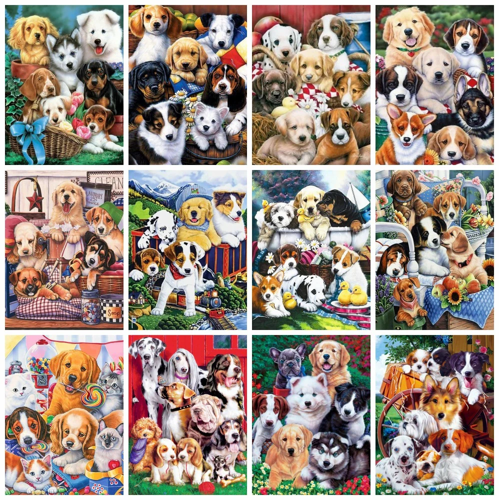 

HUACAN полный квадратный Круглый Алмаз Картина Собака Картина набор со стразами Алмазная вышивка мозаика Животное Декор для дома ручной работ...