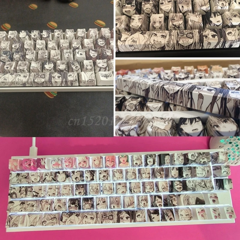 

PBT 71 key Ahegao Keycap Dye Sublimation OEM Profile Japanese Anime Keycap For Cherry Gateron Kailh switch GK61 GK64