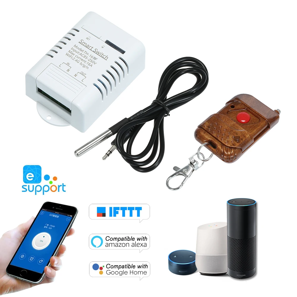 EWeLink TH 16 RF 433 МГц умный Wi Fi переключатель А/3500 Вт монитор беспроводной комплект