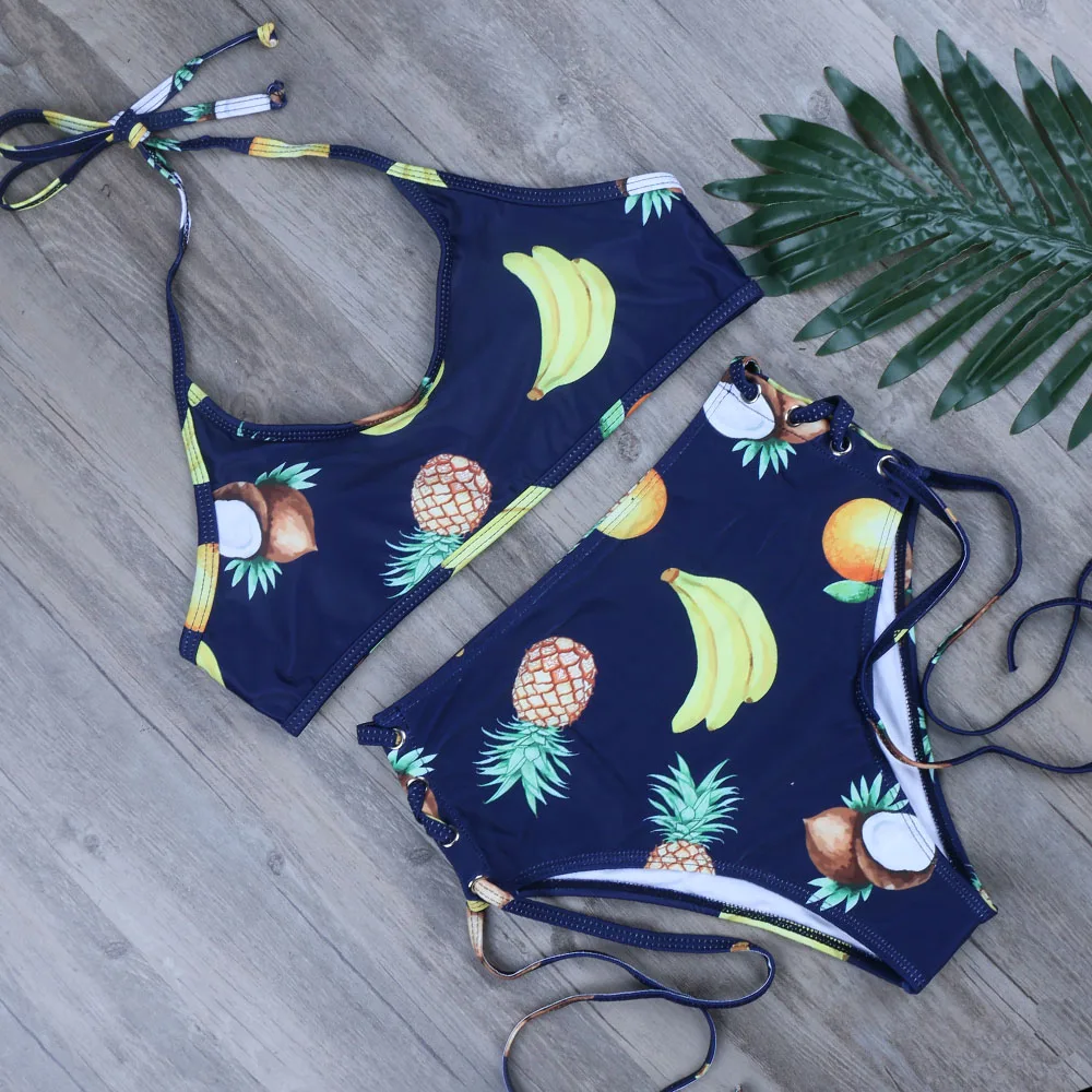 Melphieer Camouflage print bikini set High waist Swimwear women sport two pieces swimsuit Women Bikinis XL Bathing Suits biquini | Женская