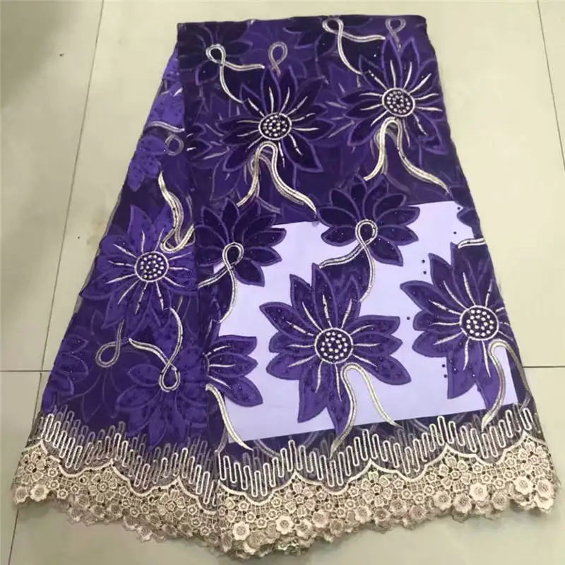 Последний Небесно Голубой французский Африканский кружевной ткани высокого