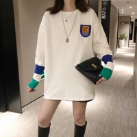 spring korean version of the new style with fleece matte in the long loose round collar long sleeves t shirt women bottom shirt