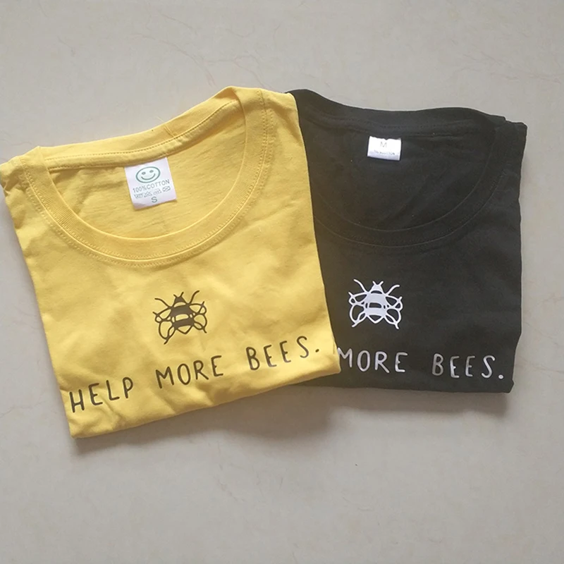Plant More Trees, Clean the Seas, Help More Bees Women's Plus Size Casual Cotton Print T-Shirts with Short Sleeves and Vegan Tops image 5