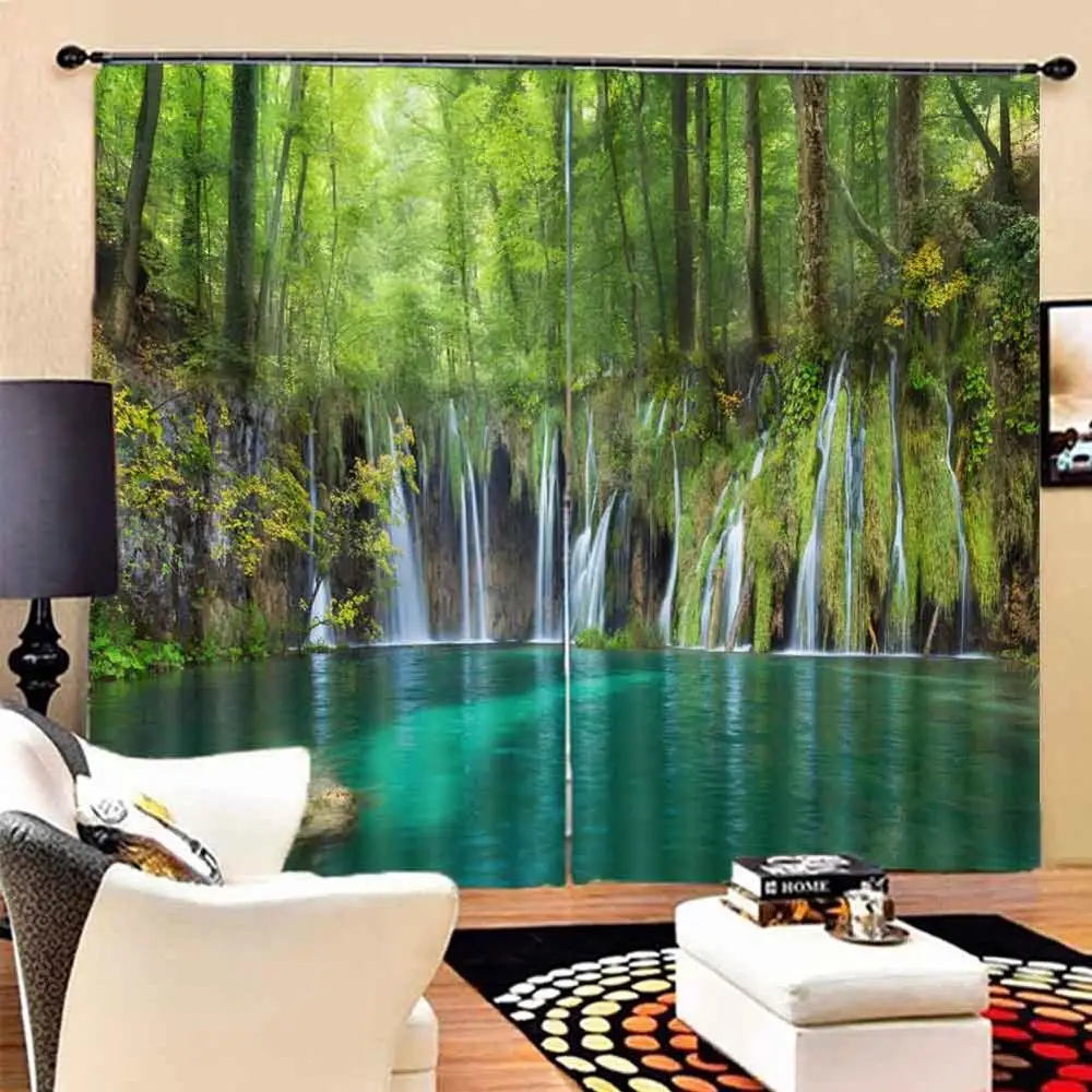 Шторы блэкаут 3D с красивым принтом занавески для гостиной офиса потоковая вода