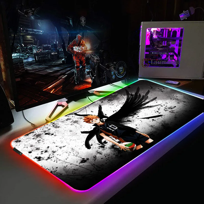 

Computer Mouse Pad Rgb Haikyuu Extended Desk Carpet Backlight Gaming Gamer Mat Xxl Pc Mause Anime Computer Accessories Mats Xl