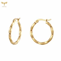 golden stainless steel geometric circle triangle hoop earrings wave round hoops luxurious women accessories female ear jewelry