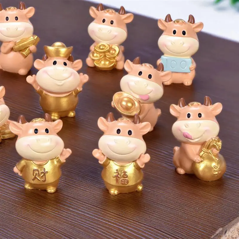 

10 шт. с изображениями мультипликационных персонажей быка украшение Новый год декоративное украшение в виде быков микро LandscapeLifelike Новый год ...