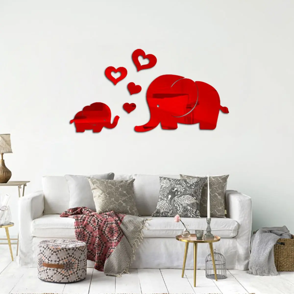 

Acrylic DIY wall Decor Mirrors Wall Stickers elephant Decorative Environmentally Friendly living room Bathroom Pattern 3D Mirror