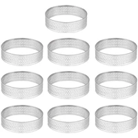 10 pack 5cm stainless steel tart ring heat resistant perforated cake mousse ring round ring baking doughnut tools