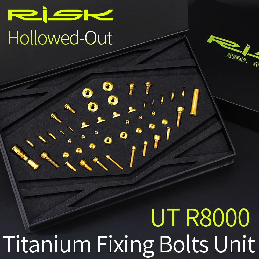 

RISK 49pcs Titanium Screws R8000 Bolts Set For UT-R8000 Bicycle Derailleur Brake Road Bike Gear Crank Arm Fixing Ti Bolt