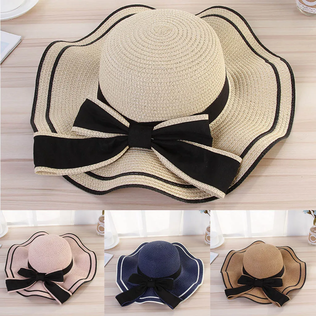 Женская пляжная соломенная шляпа с большими широкими полями в стиле джаз Федора