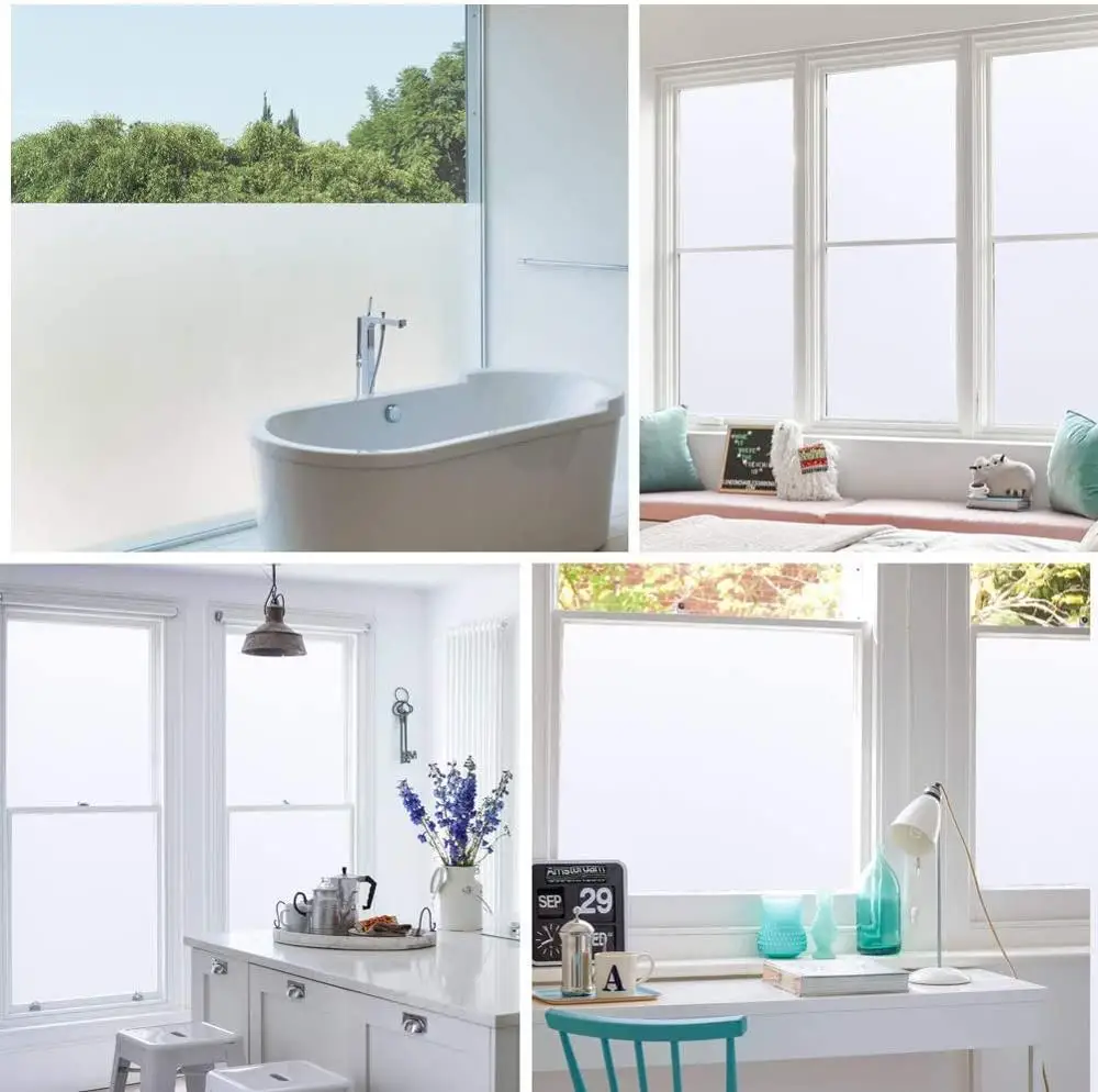 

White Opaque Anti UV Window Film Vinyl Privacy Protection Stained Window Sticker Self Adhesive Heat Control Thermal Glass Film