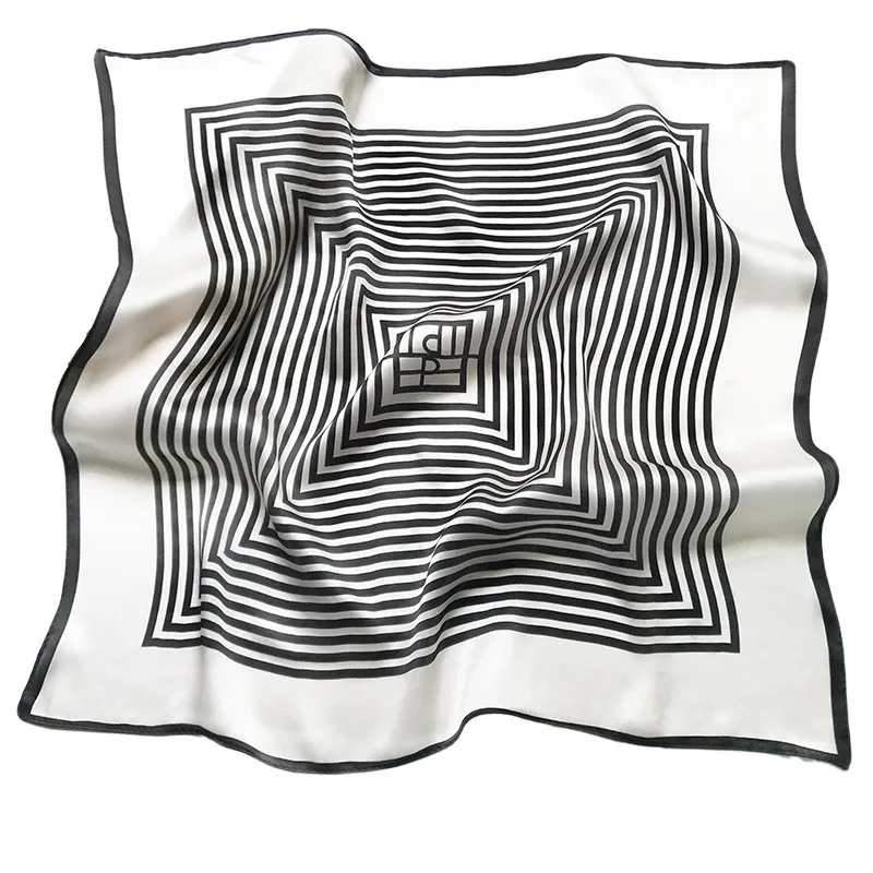 

Wind simple striped silk small square scarf female spring and summer Korean silk silk scarf multifunctional scarf shawl