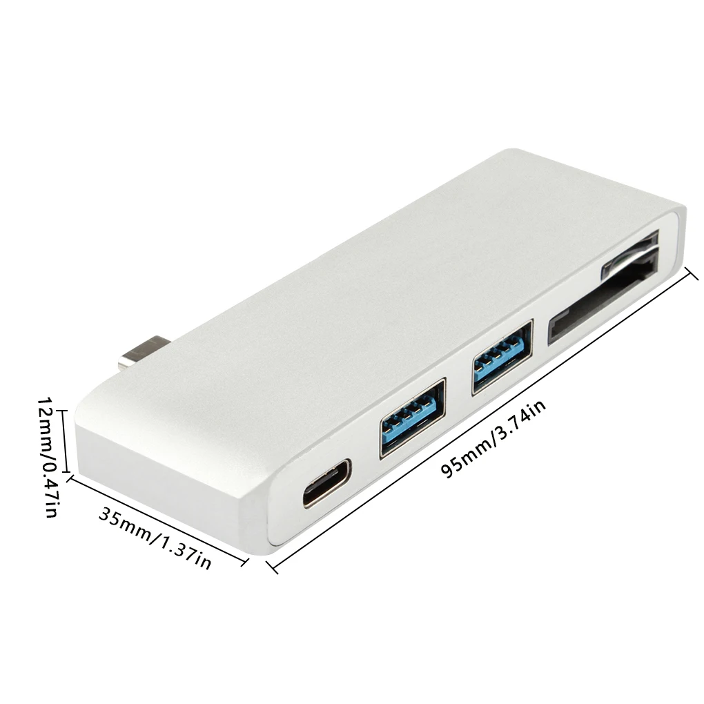 

5-in-1 USB C Hub USB 3.0 High Transmission Speed USB-C Adapter Converter with SD TF Card Reader Type-c Splitter