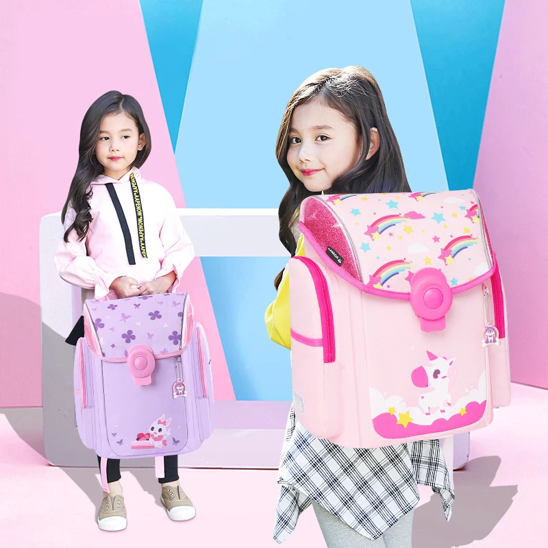 Children School Bags for Boys Orthopedic Waterproof School Backpacks Girls Kids Cartoon Dinosaur Unicorn Backpack for 6-12 Year