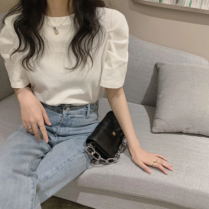 Gaganight Женские однотонные повседневные футболки с короткими рукавами летние