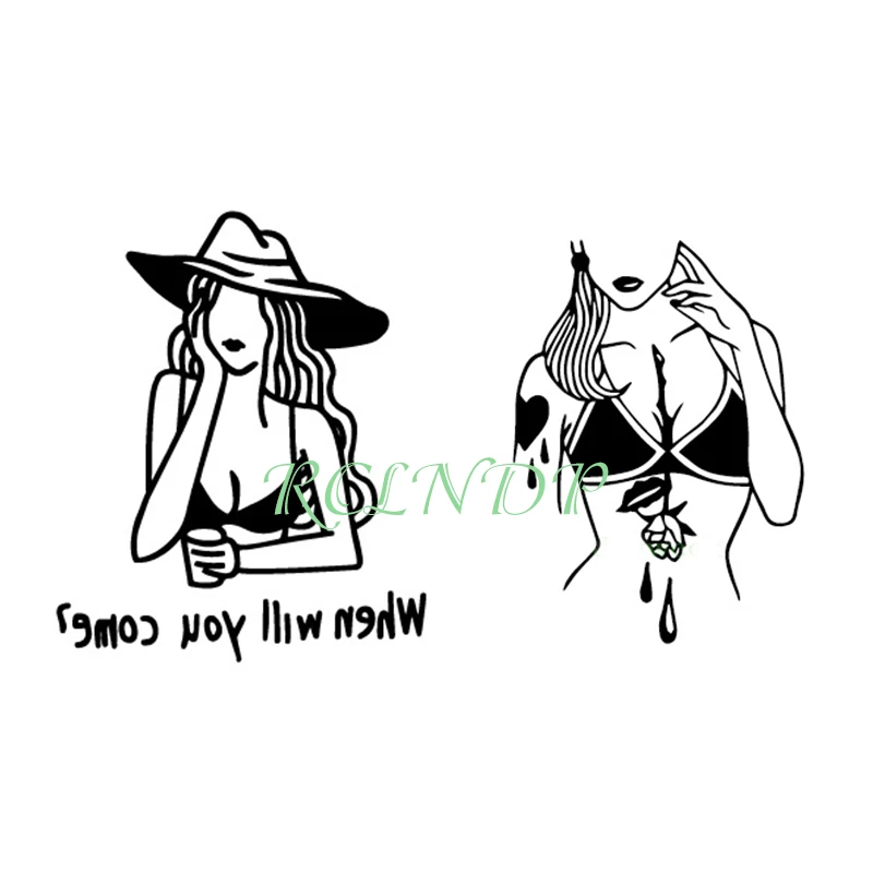 Водостойкая Временная наклейка для татуировок сексуальный рот сердечко старая