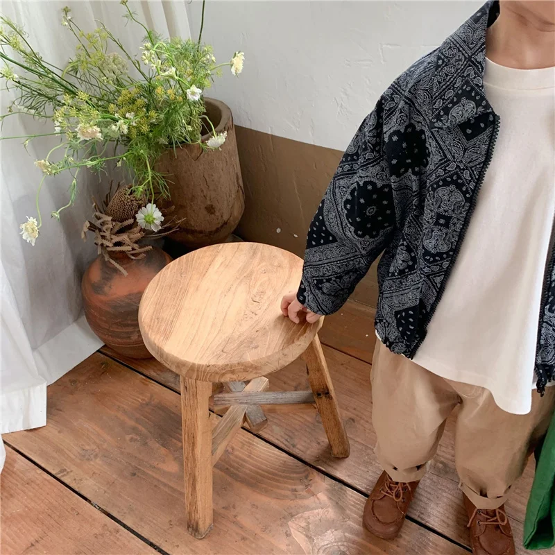 Осенняя куртка на молнии с цветочным рисунком в Корейском стиле для мальчиков