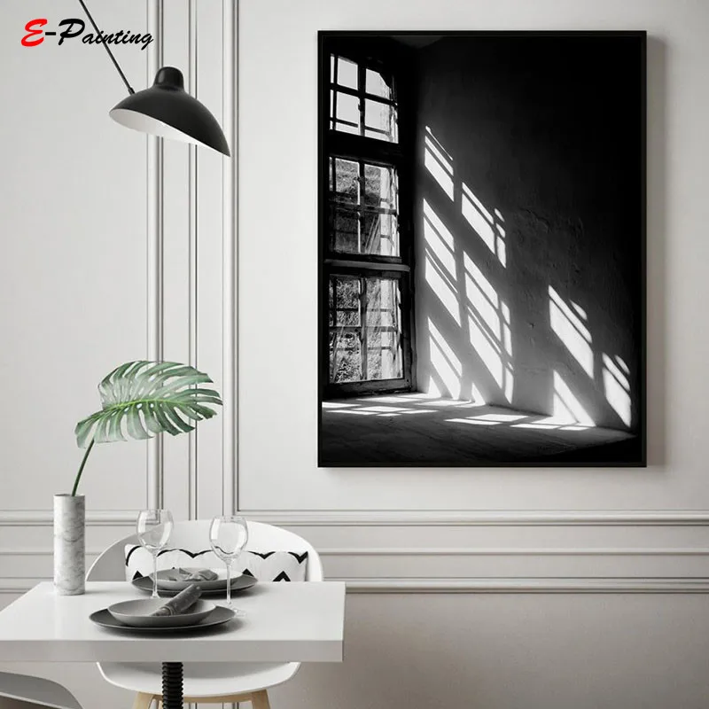 Современная Настенная живопись черно-белый холст с принтом архитектурная