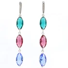 Серебряные серьги для сестры, многоцветные серьги из фиолетового танзанита цаворита, граната, аквамарина, турмалина, серебряные серьги 77x8 мм