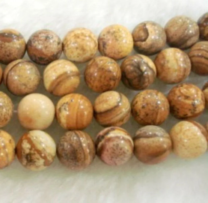 

8mm 15" round Chinese Picture stone gemstone loose beads