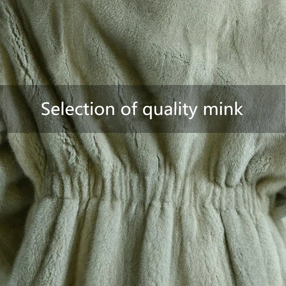

New Lace-up Waist Mid-length Young Fashion Mink Fur Coat Women's Clothing
