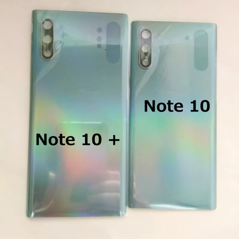 Фото Новая задняя крышка батарейного отсека для Samsung Galaxy Note 10 Note10 Plus корпус батарейного отсека со стеклянной рамкой для объектива камеры №1